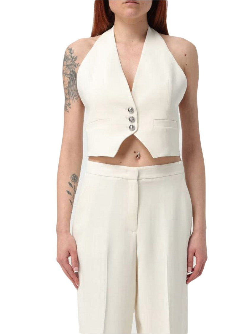 Pinko Sleeveless V-Neck Coat With Fitted Silhouette