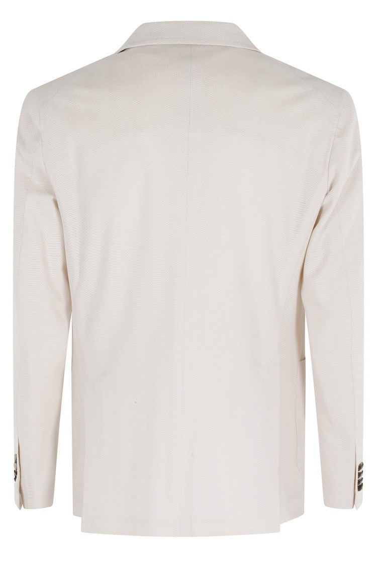 Tagliatore Cream Montecarlo Single-Breasted Cotton Jersey Blazer