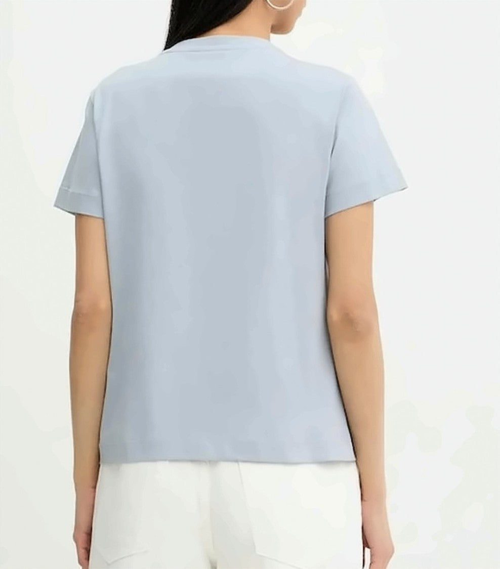 Pinko Light Blue Bird Motif Crewneck T-Shirt