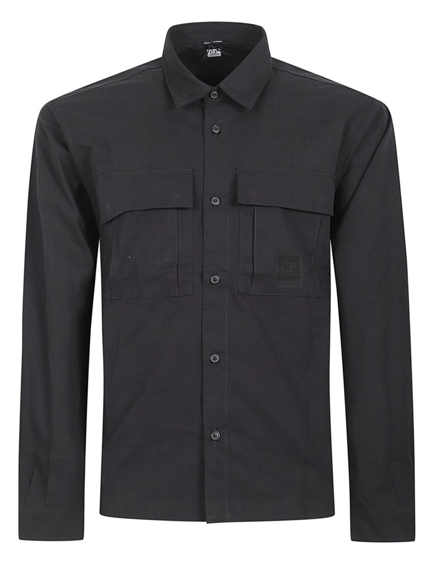 C.P. Company Structured Black Cotton Shirt With Classic Collar