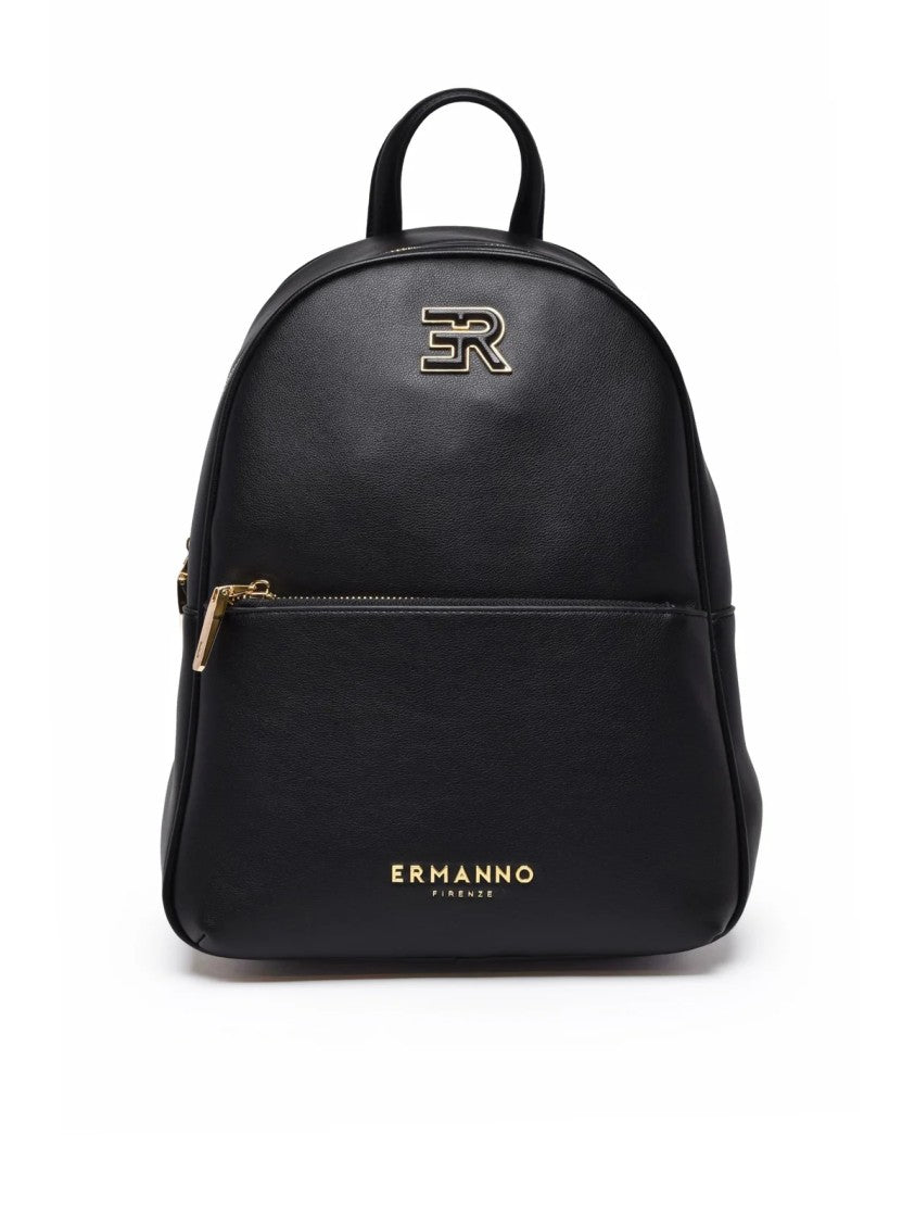 Ermanno Firenze Virginia Leather Backpack With Gold-Tone Hardware And Spacious Interior