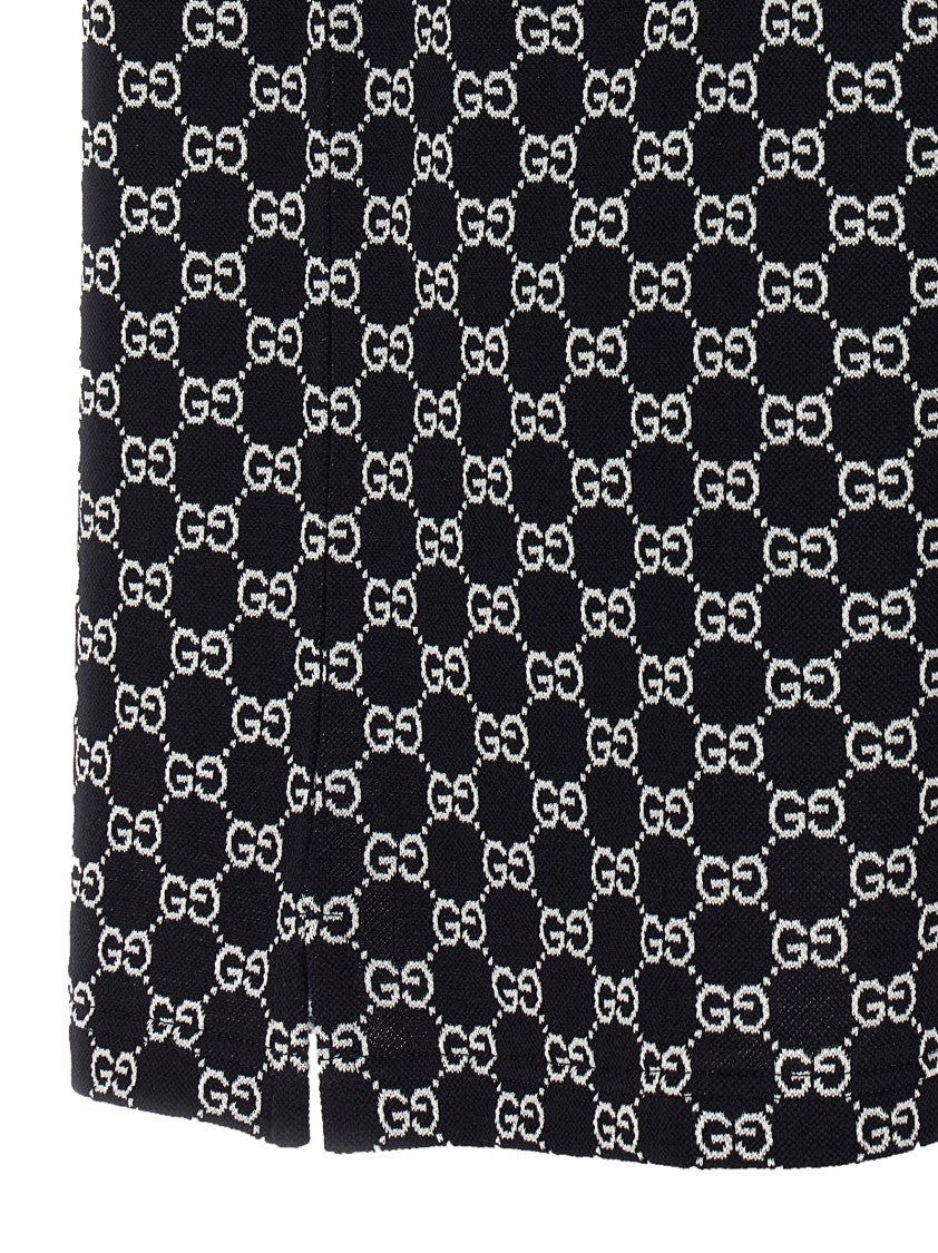 Gucci Cotton Piqué Polo Shirt With Gg Jacquard Pattern