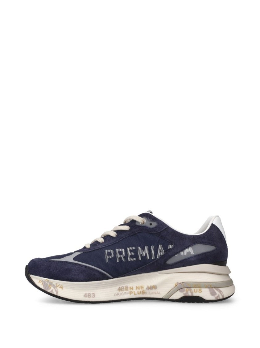 Premiata Low-Top Sneakers With Navy Technical Fabric