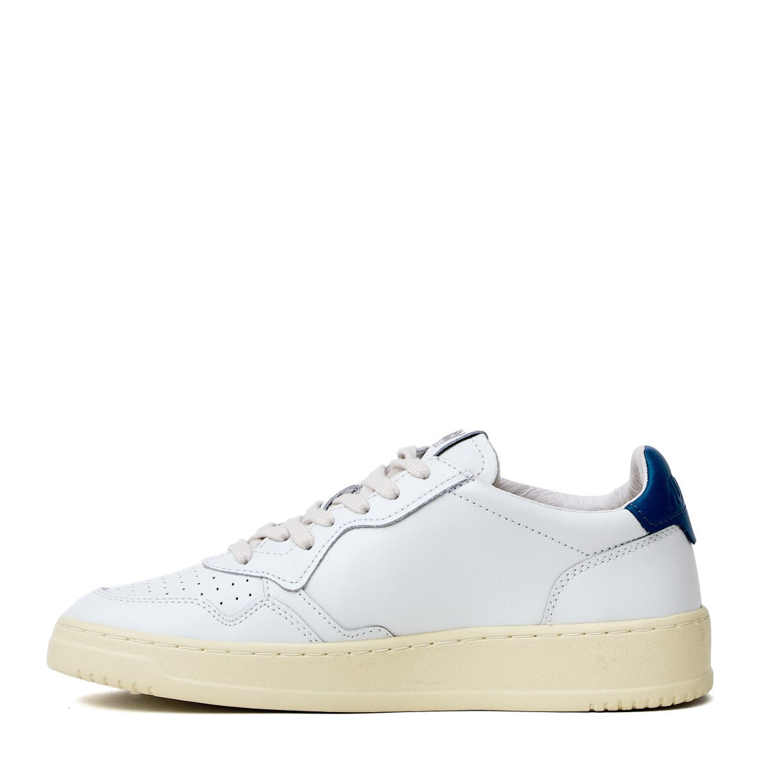 Autry White Mallard Blue Medalist Low Leather Sneakers