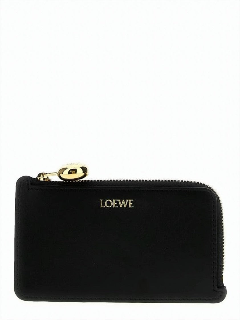 Loewe Calf Leather Zip-Around Card Wallet With Gold-Tone Logo