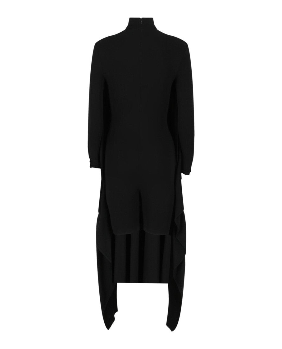 Balenciaga Mock-Neck Fitted Cycling Tunic Dress With Draped Overlay
