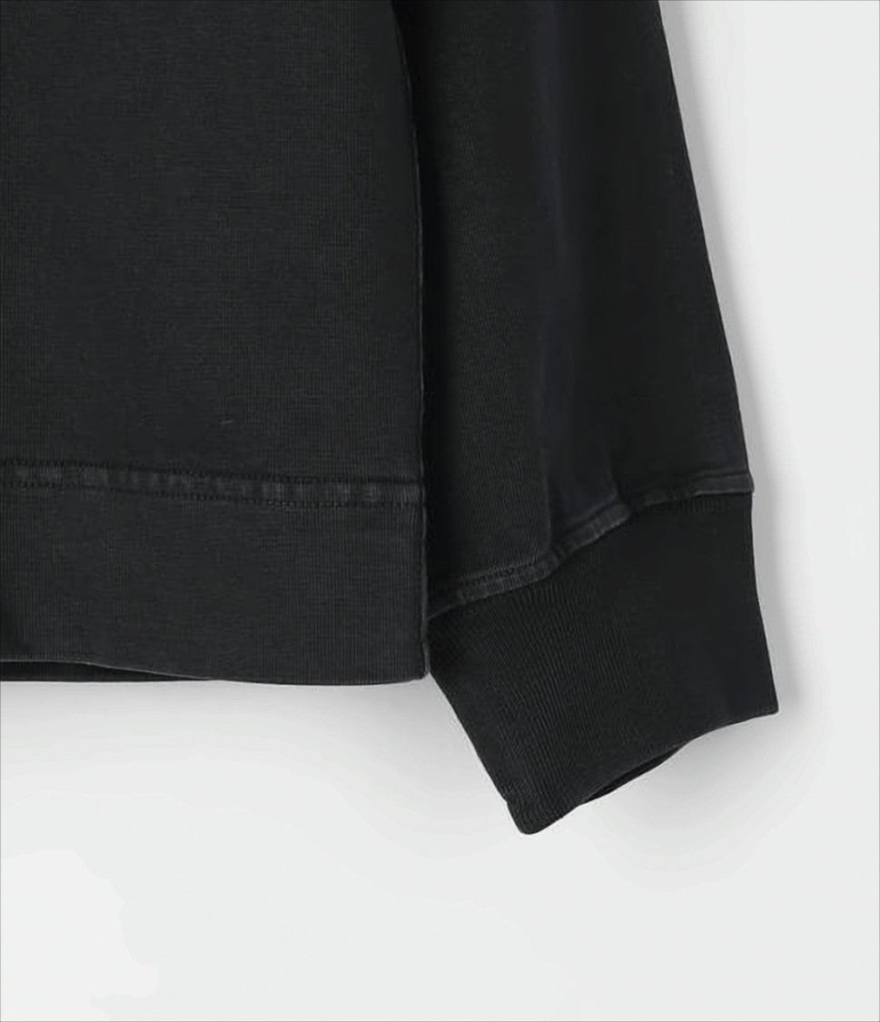 Stone Island Black Hoodie With Embossed Logo