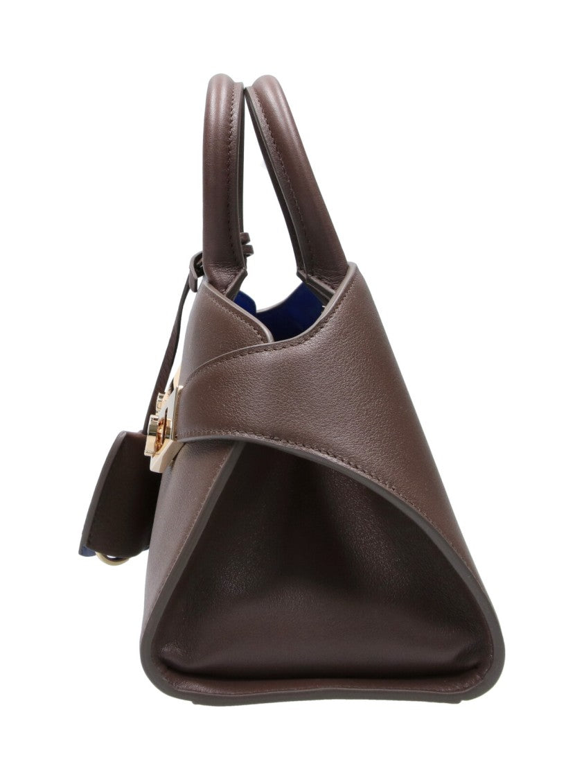 Ferragamo Brown Hug Xs Calf Leather Structured Handbag