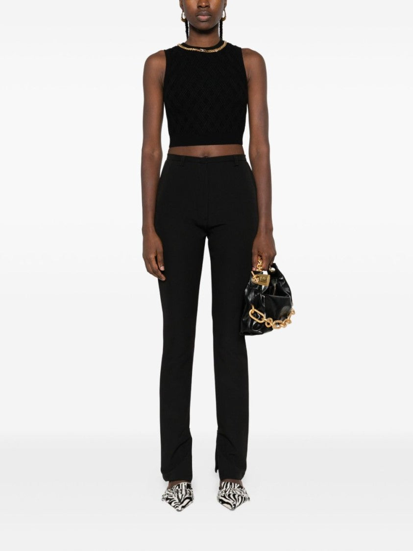 Elisabetta Franchi Knit Crop Top With Diamond Pattern
