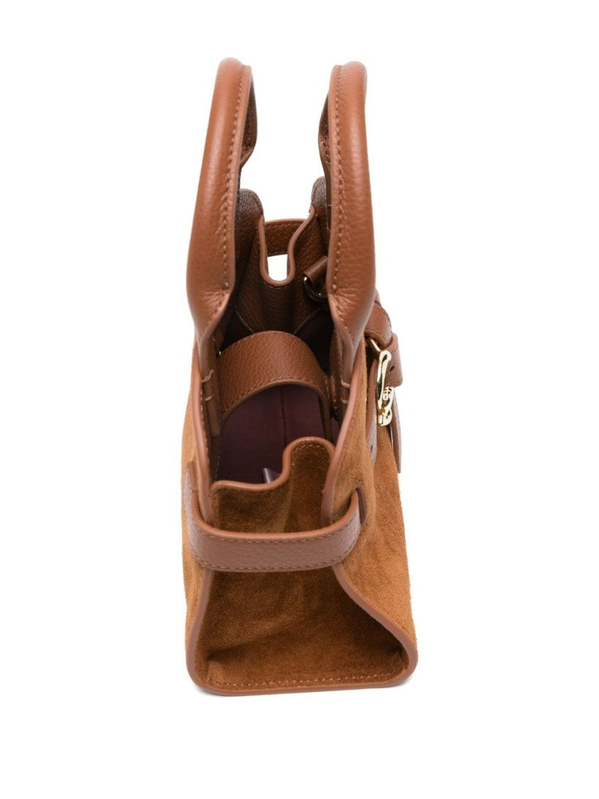 Coccinelle Structured Brown Suede Handbag With Leather Accents