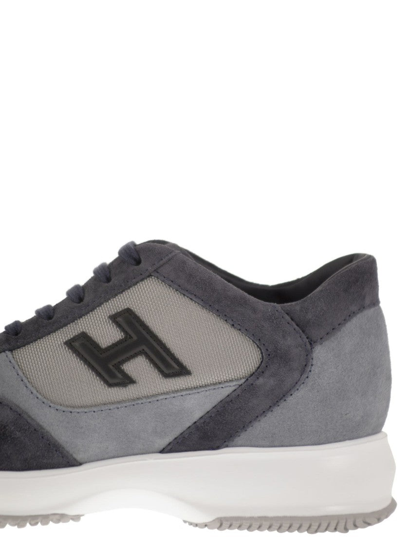 Hogan Contemporary Suede And Technical Fabric Trainers