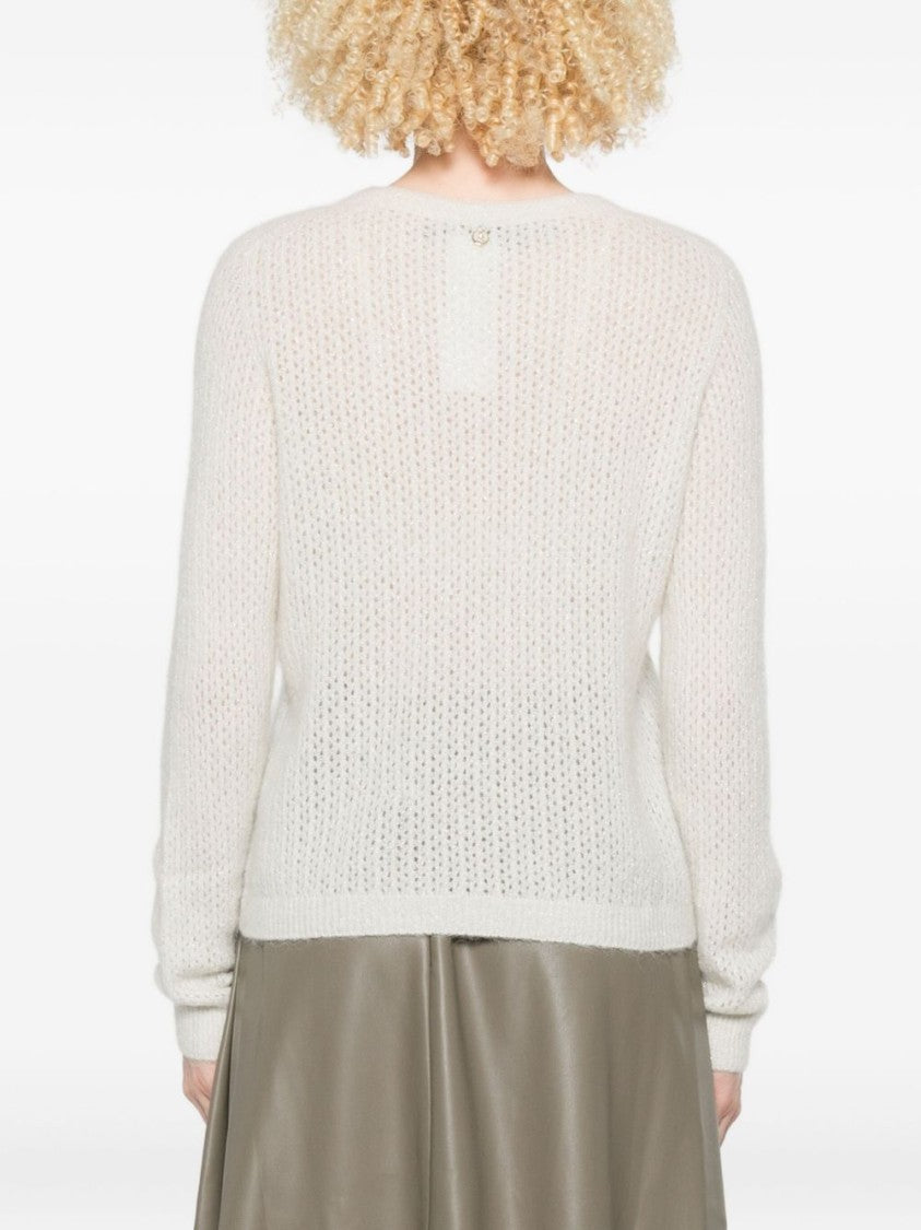 Liu Jo Open Knit White Sweater