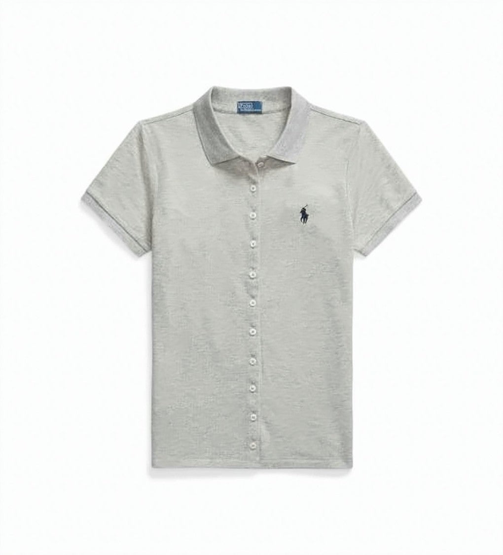 Polo Ralph Lauren Grey Heather Fitted Long-Sleeve Polo Collar Cardigan