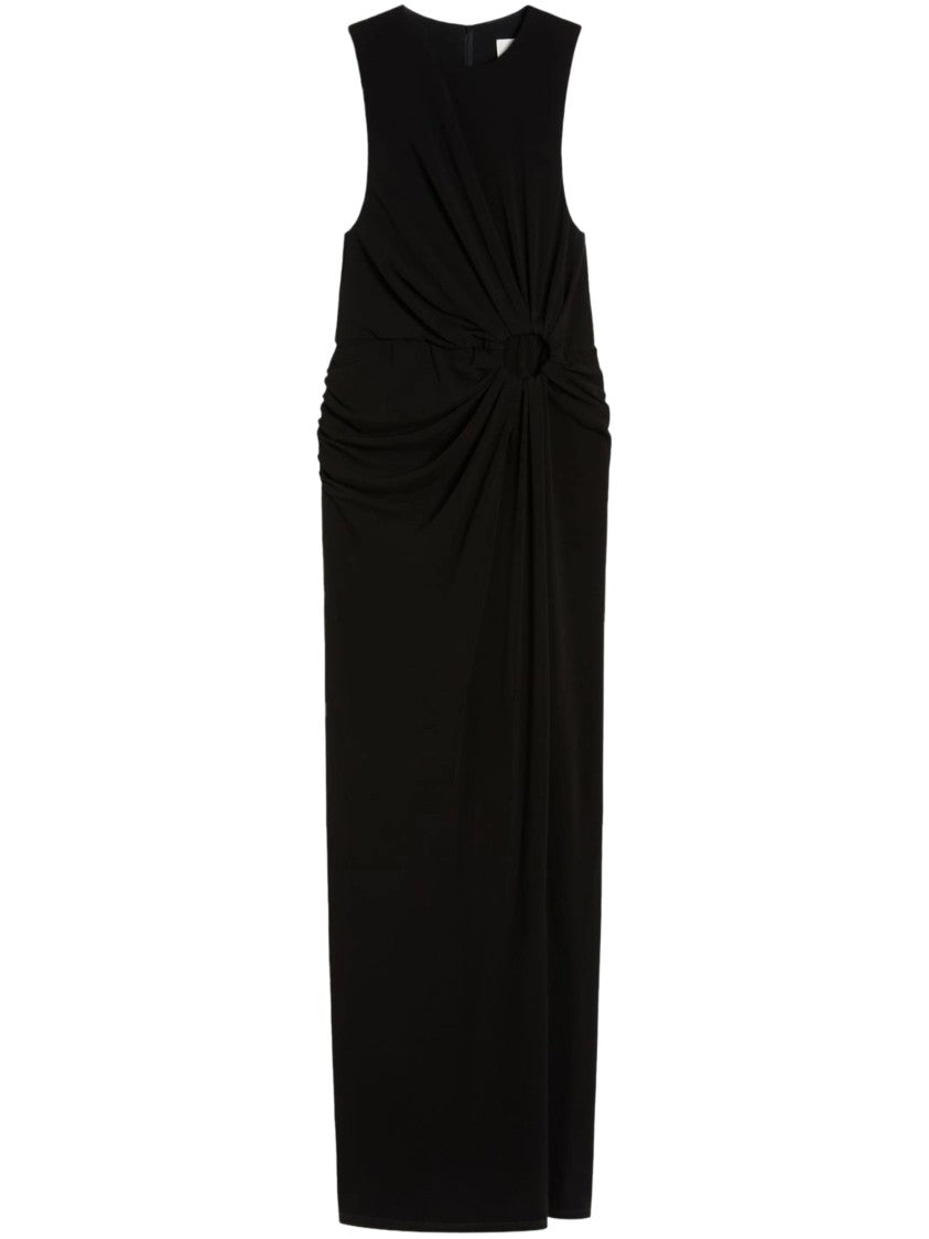 Max Mara Sleeveless Long Jersey Dress With Gathered Waist Detail