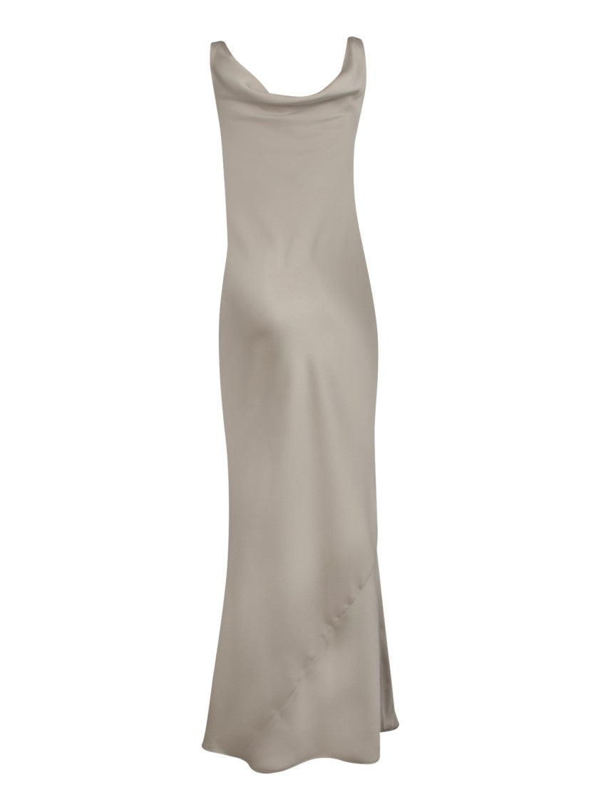 Blanca Vita Beige Maxi Dress With Scoop Neckline