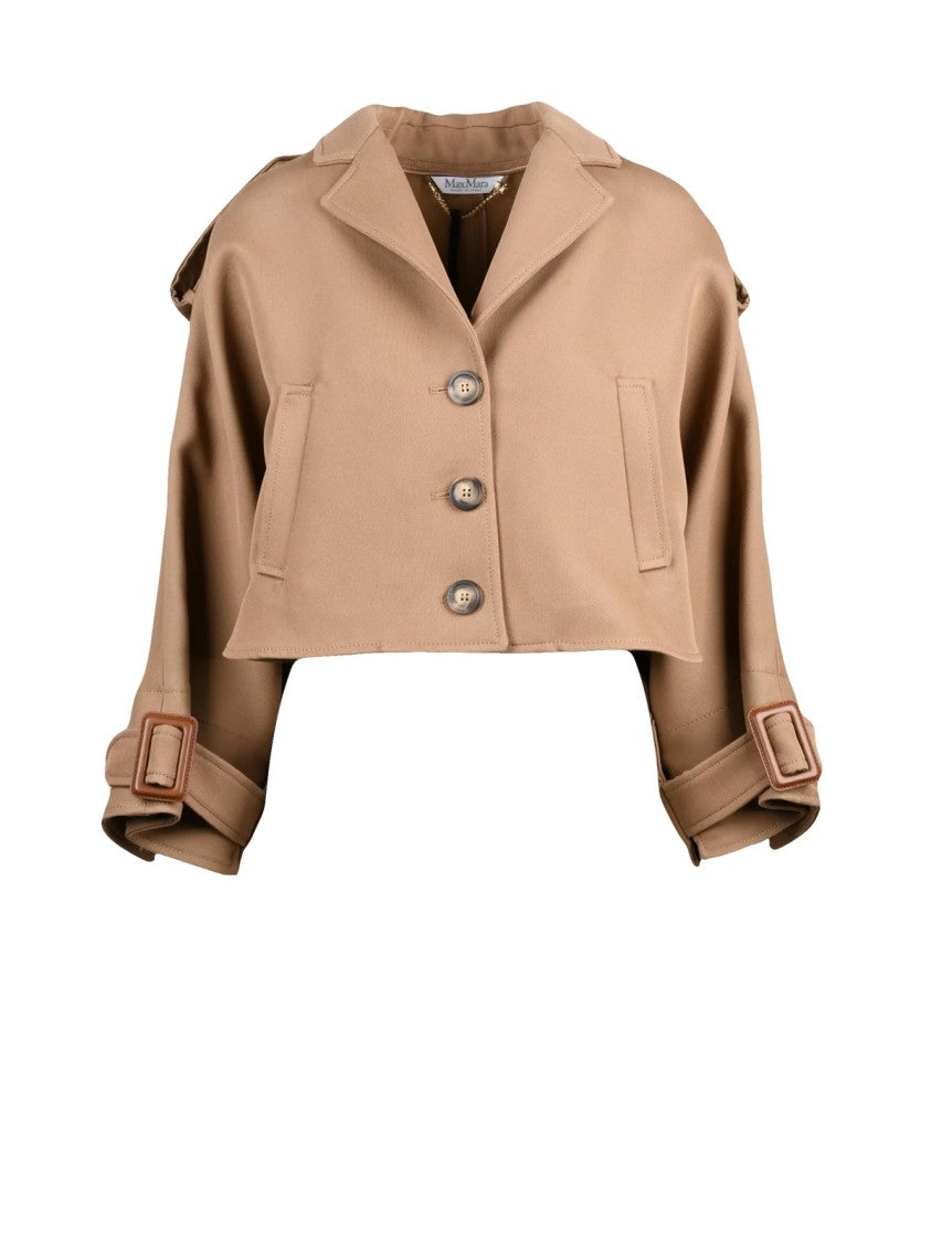 Max Mara Azzorre Short Cape With Tailored Collar And Buckle-Detailed Sleeves