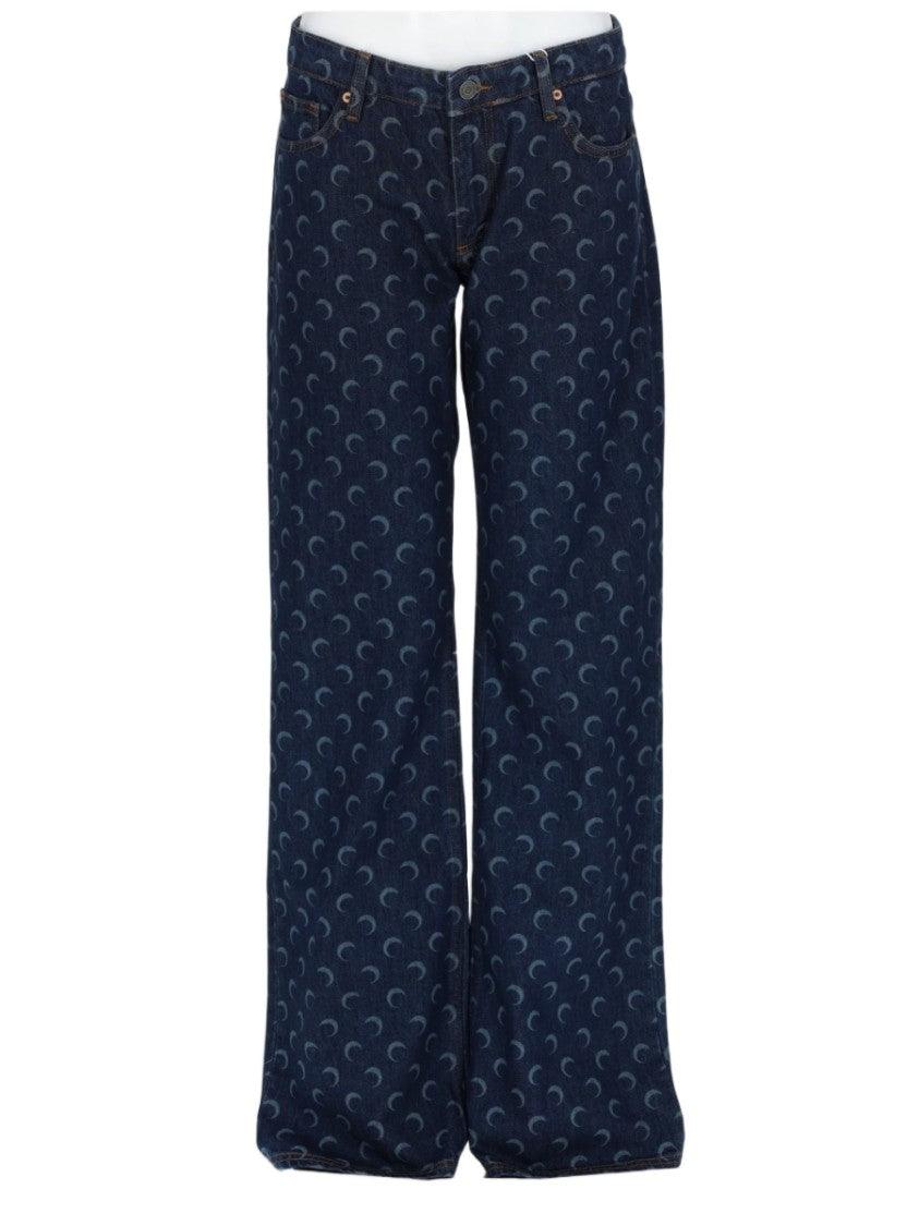 Marine Serre Indigo Crescent Moon Cotton Jeans