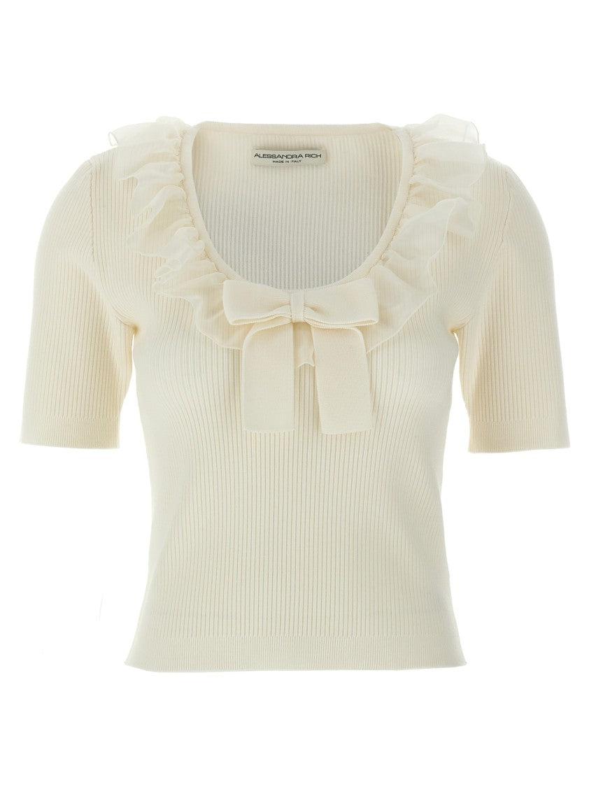 Alessandra Rich Ruffled Neckline T-Shirt
