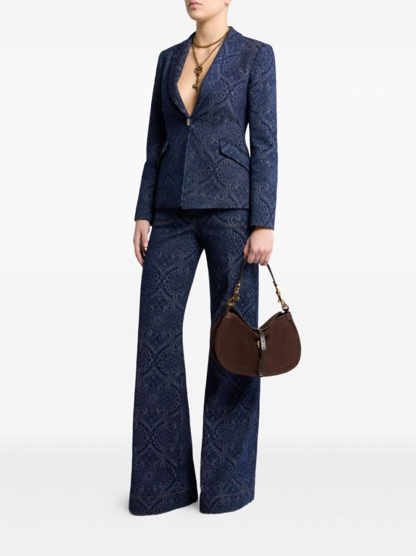 Etro Flared Blue Washed Stretch Jeans
