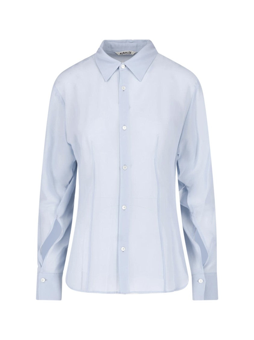 Auralee Light Blue Silk Georgette Blouse