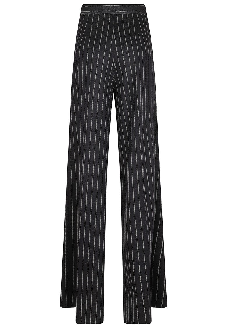 Max Mara Pinstriped Double-Pleated Wide-Leg Viscose-Wool Jersey Trousers