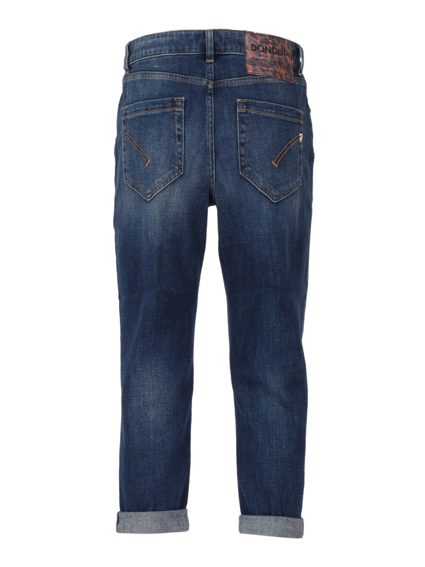Dondup High-Waisted Distressed Denim Jeans With Rolled Cuffs