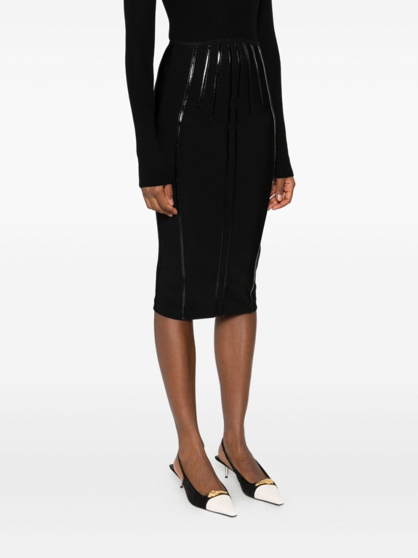 Elisabetta Franchi Knee-Length Fitted Skirt With Glossy Stripes