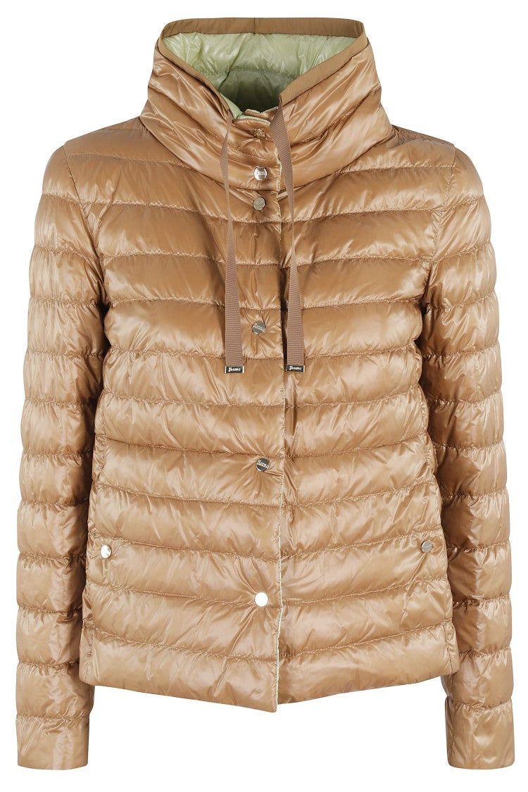 Herno Quilted Camel And Green Puffer Jacket