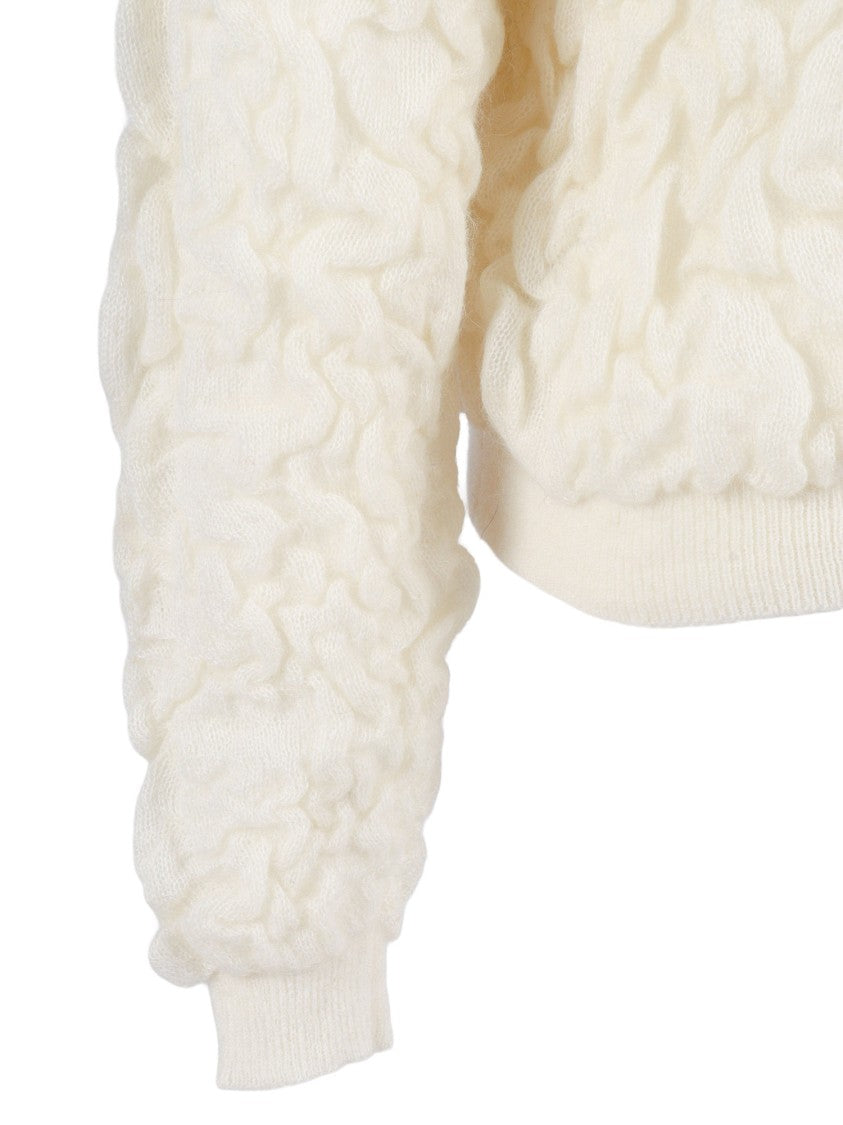 Fabiana Filippi Mohair Bomber Jacket With Embossed Butter-Colored Workmanship