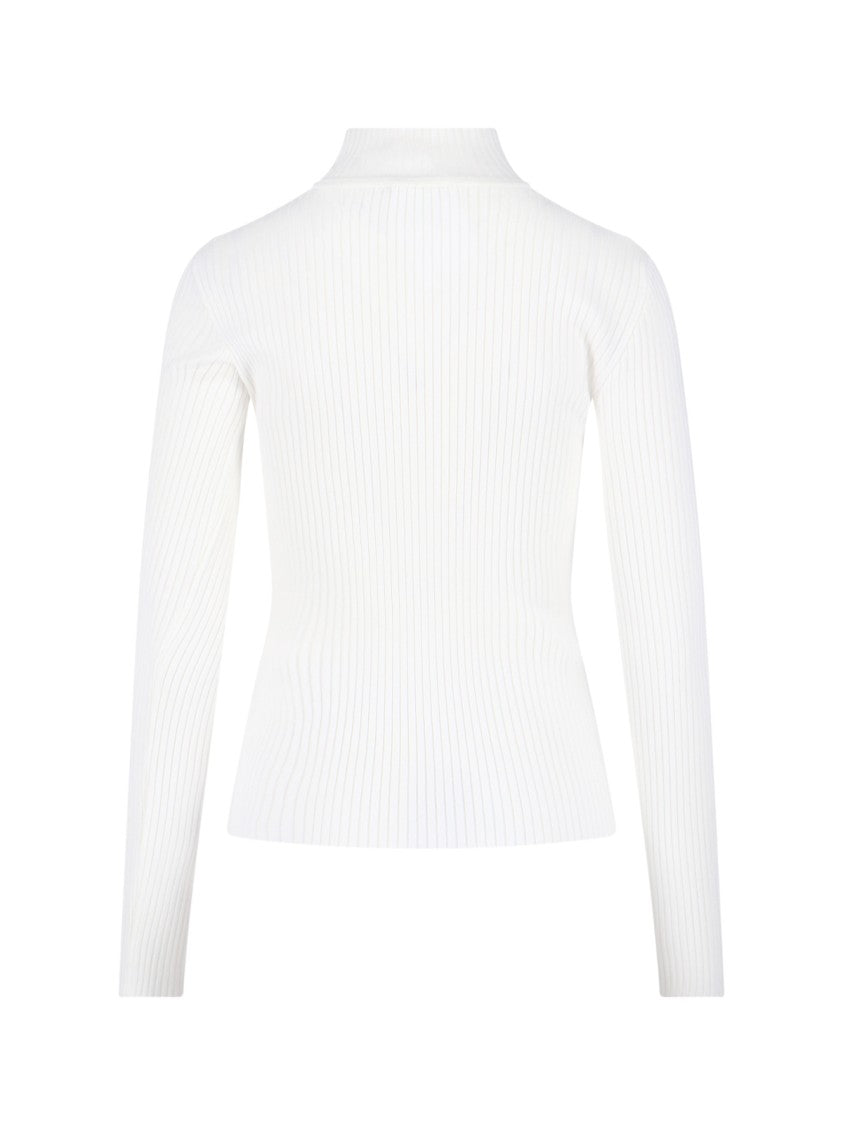 Courrèges White Ribbed Viscose Blend Turtleneck