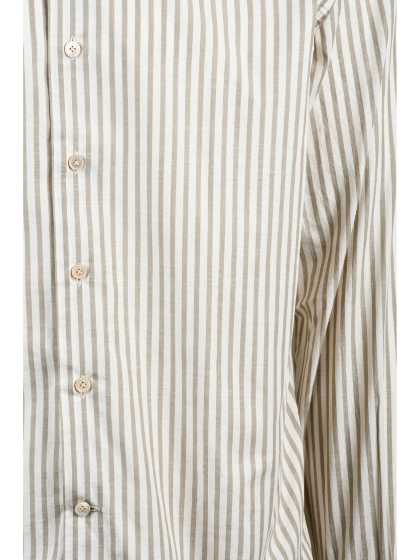 Alessandro Gherardi Cream Beige Striped Cotton Shirt