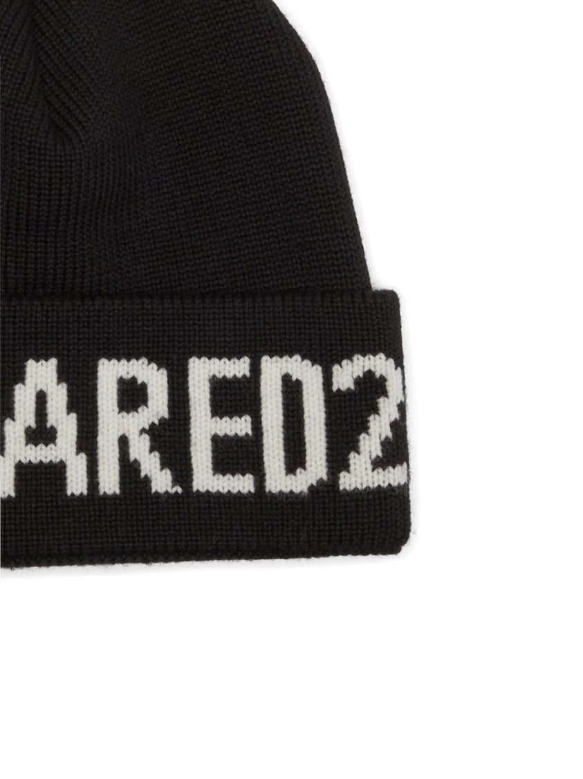 Dsquared2 Knitted Wool Hat With Wide Brim