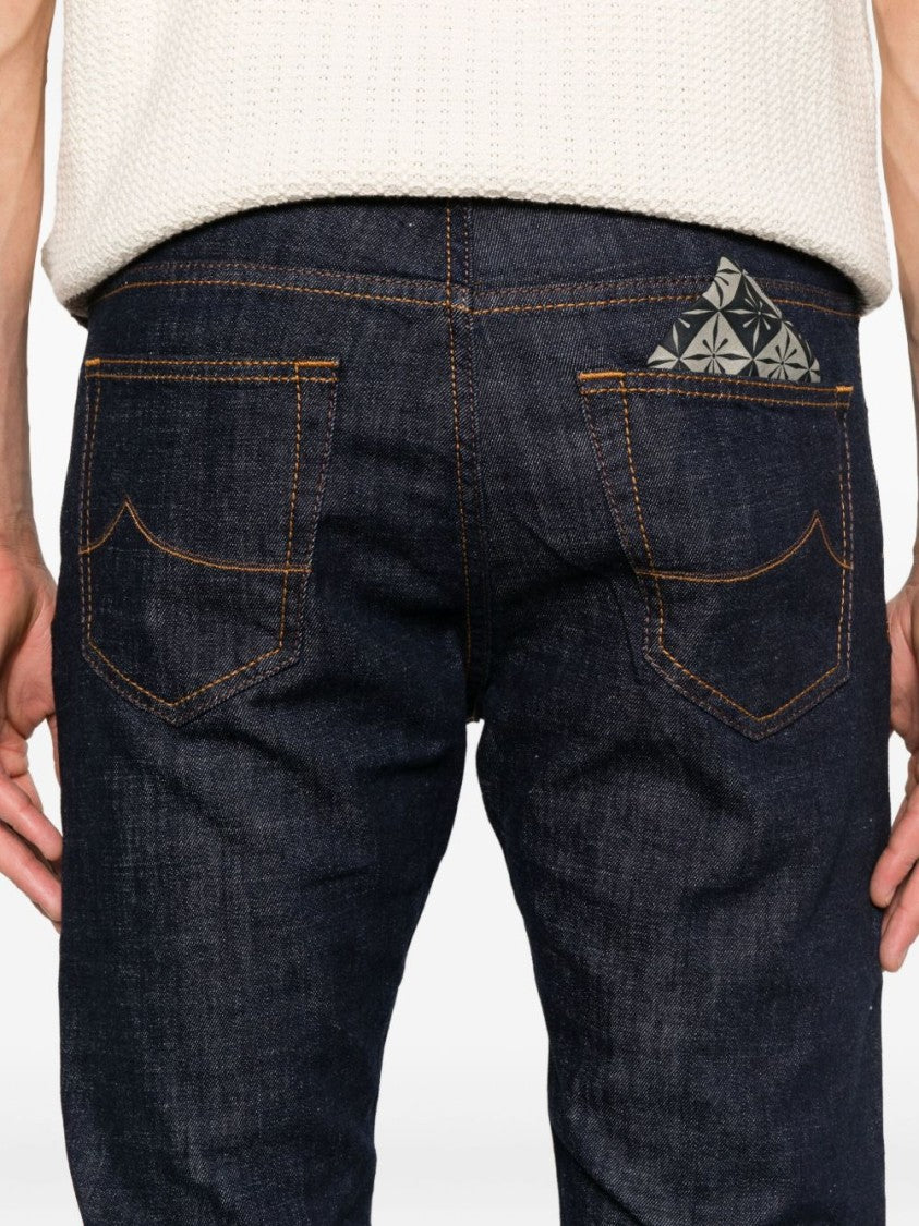 Jacob Cohen Straight Leg Denim Jeans With Classic Five-Pocket Design