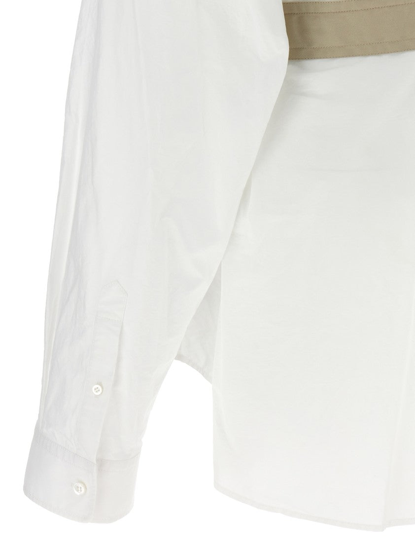 Balenciaga Wrinkled Cotton Shirt With Contrast Waist Belt
