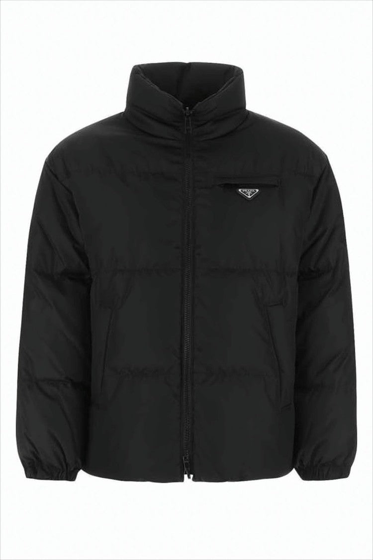 Prada Padded Black Jacket With High Collar