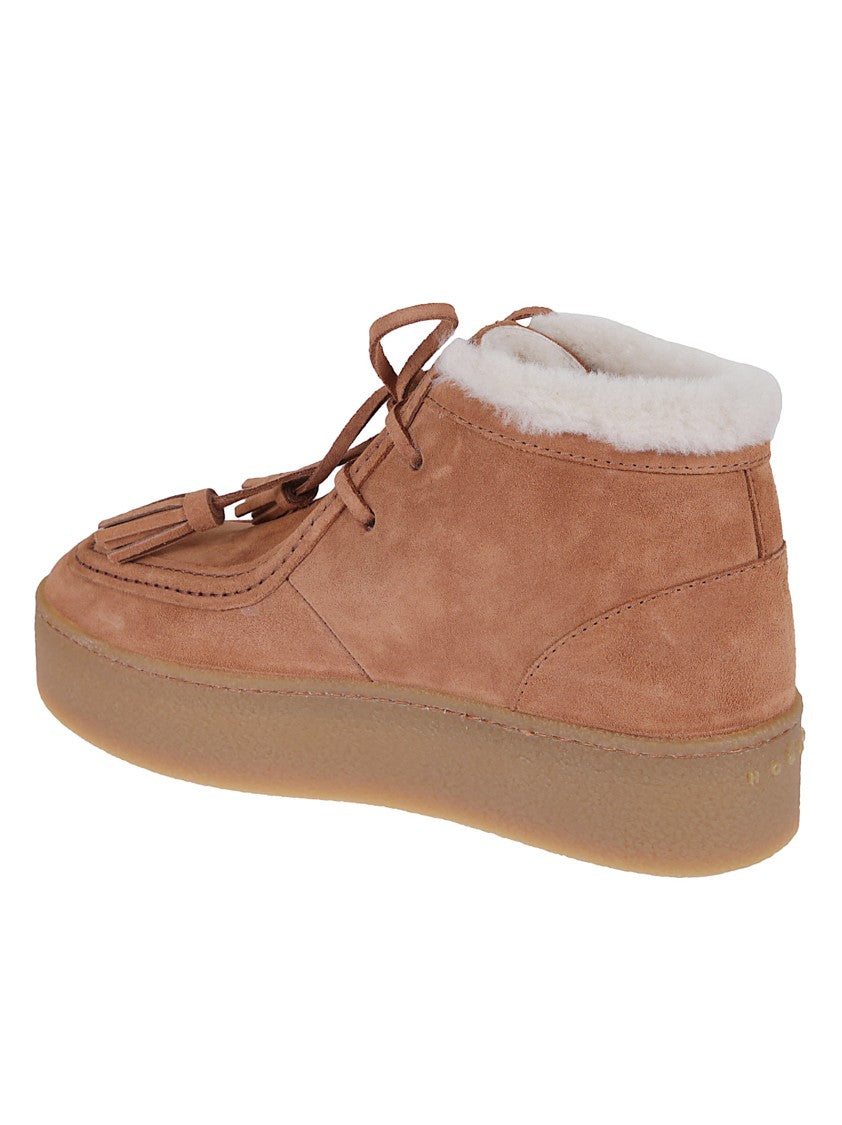 Hogan Moccasin-Inspired Brown Suede Shoes With Tassel Details