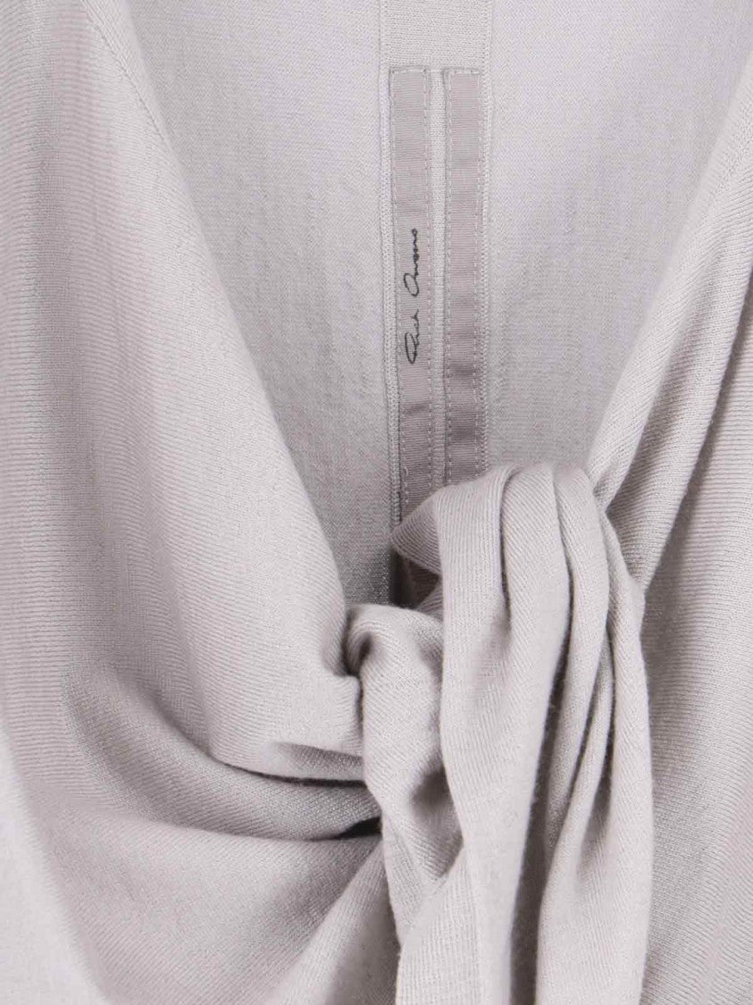 Rick Owens Cropped Ribbed Sweater With Knot – Grey