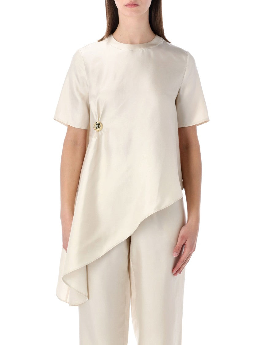 Loulou Studio Madea Asymmetrical Silk Twill Top
