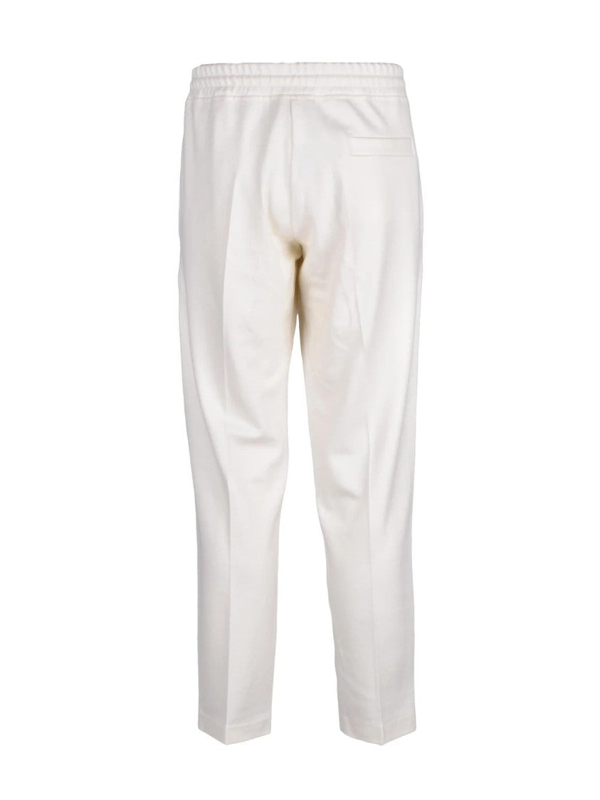 Eleventy Tailored White Wool Trousers With Adjustable Waistband And Streamlined Silhouette