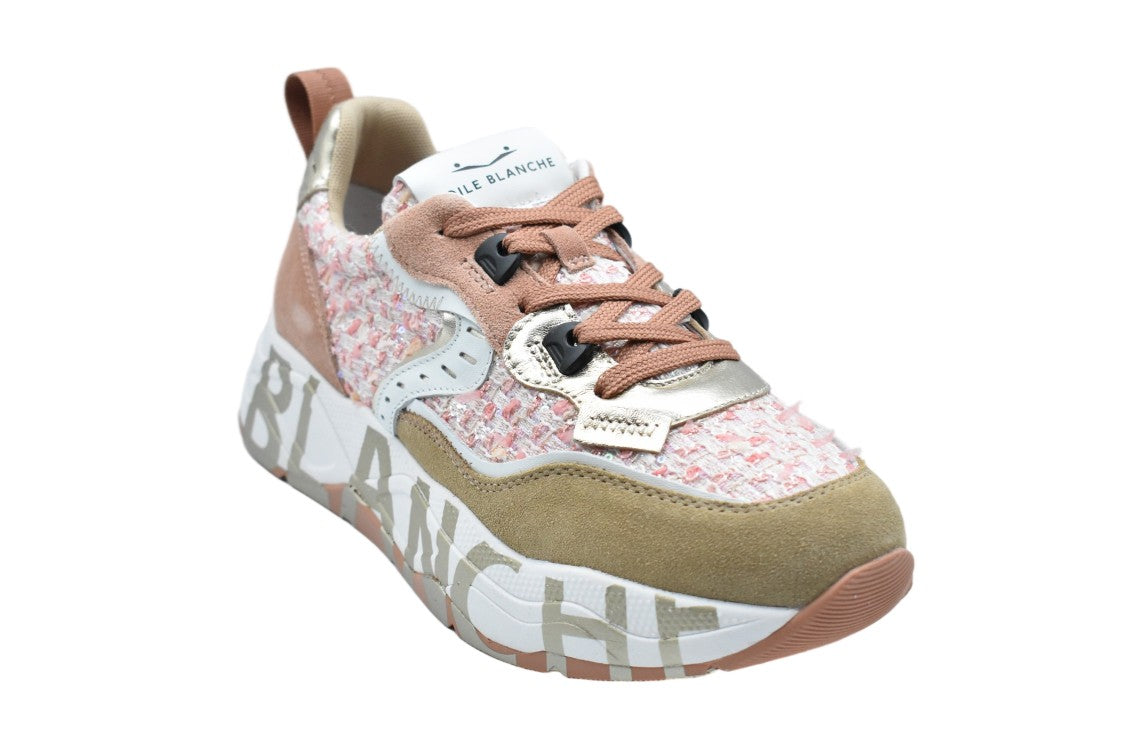Voile Blanche Rose Technical Fabric Suede Double-Height Sneakers