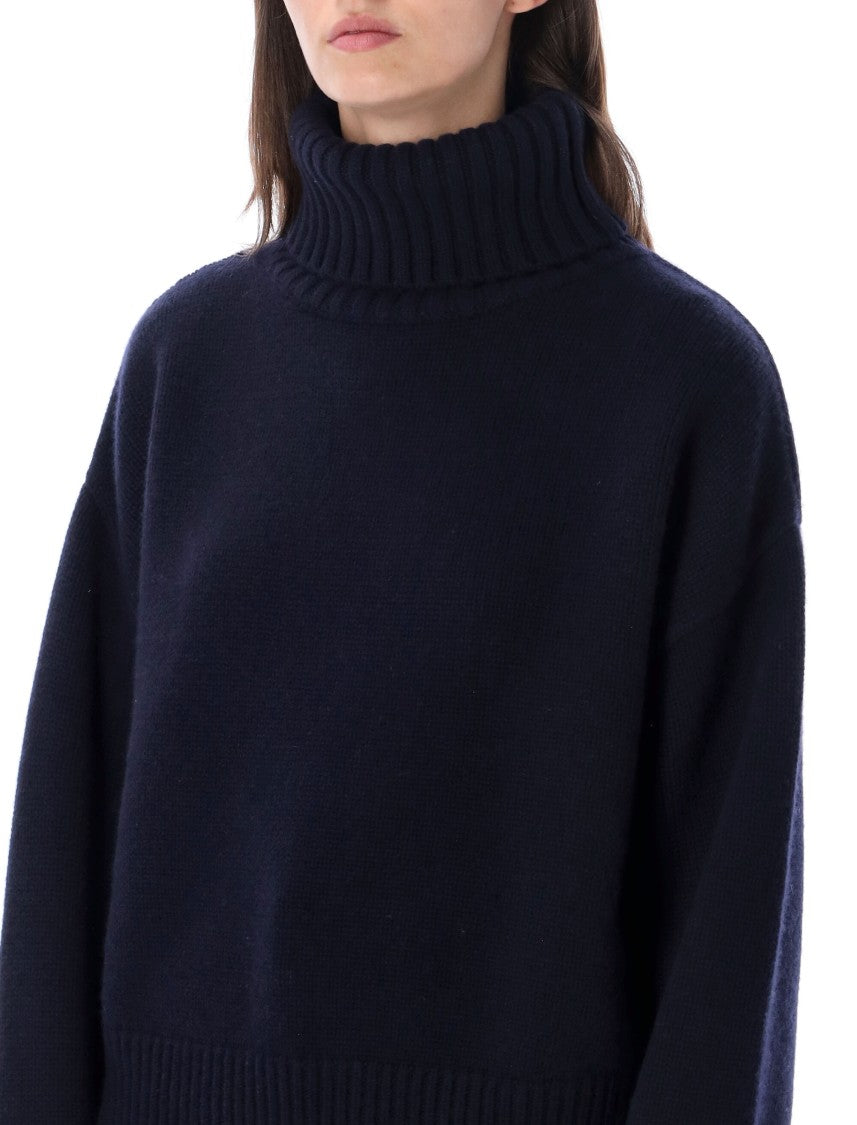 Extreme Cashmere Crop Xtra High Neck Cropped Ribbed Turtleneck Sweater