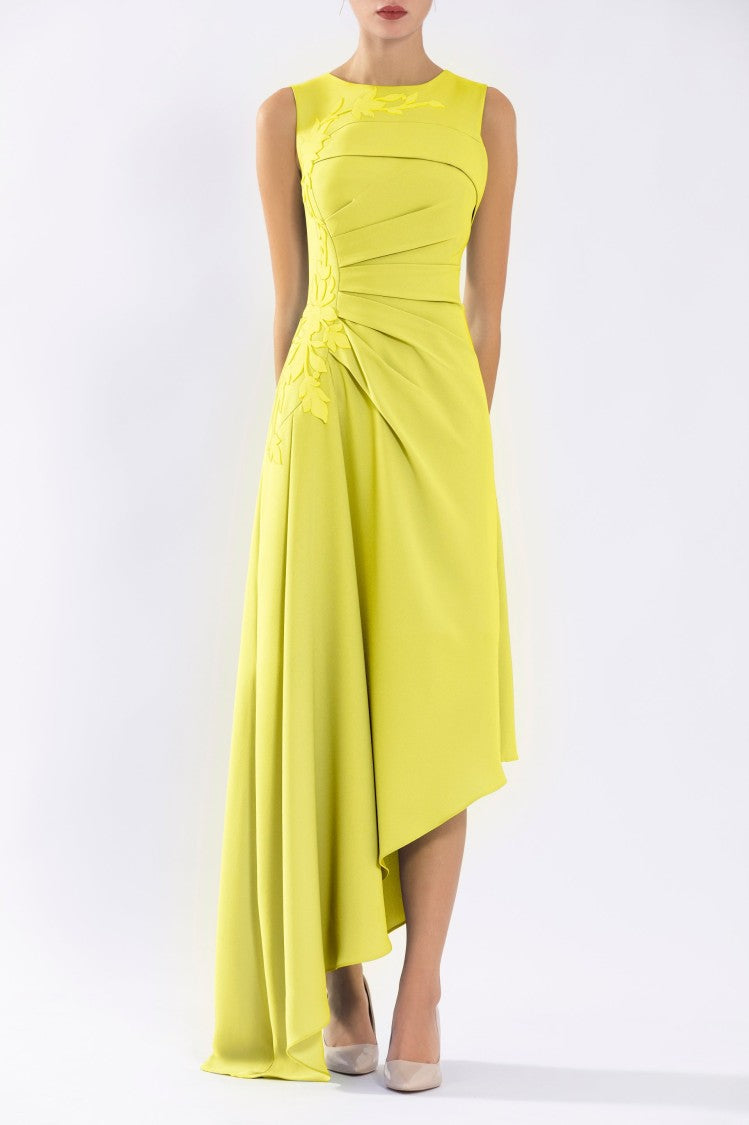 Saiid Kobeisy Crepe, High-Low Dress With Matching Embroidery