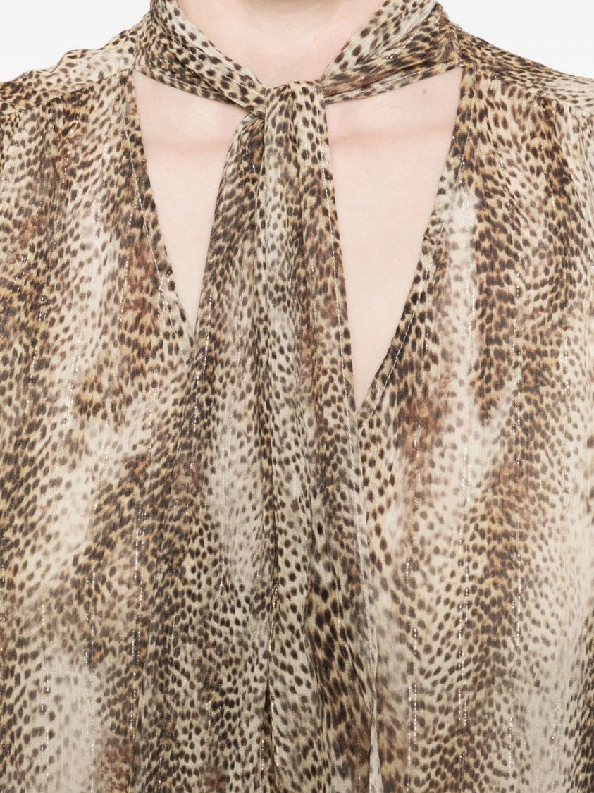 Twin-Set Flowing Blouse With Delicate Animal Print