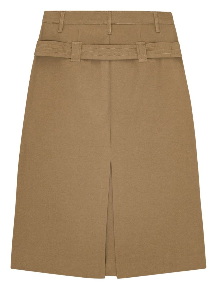 Ganni Beige Midi Skirt With Front Zipper