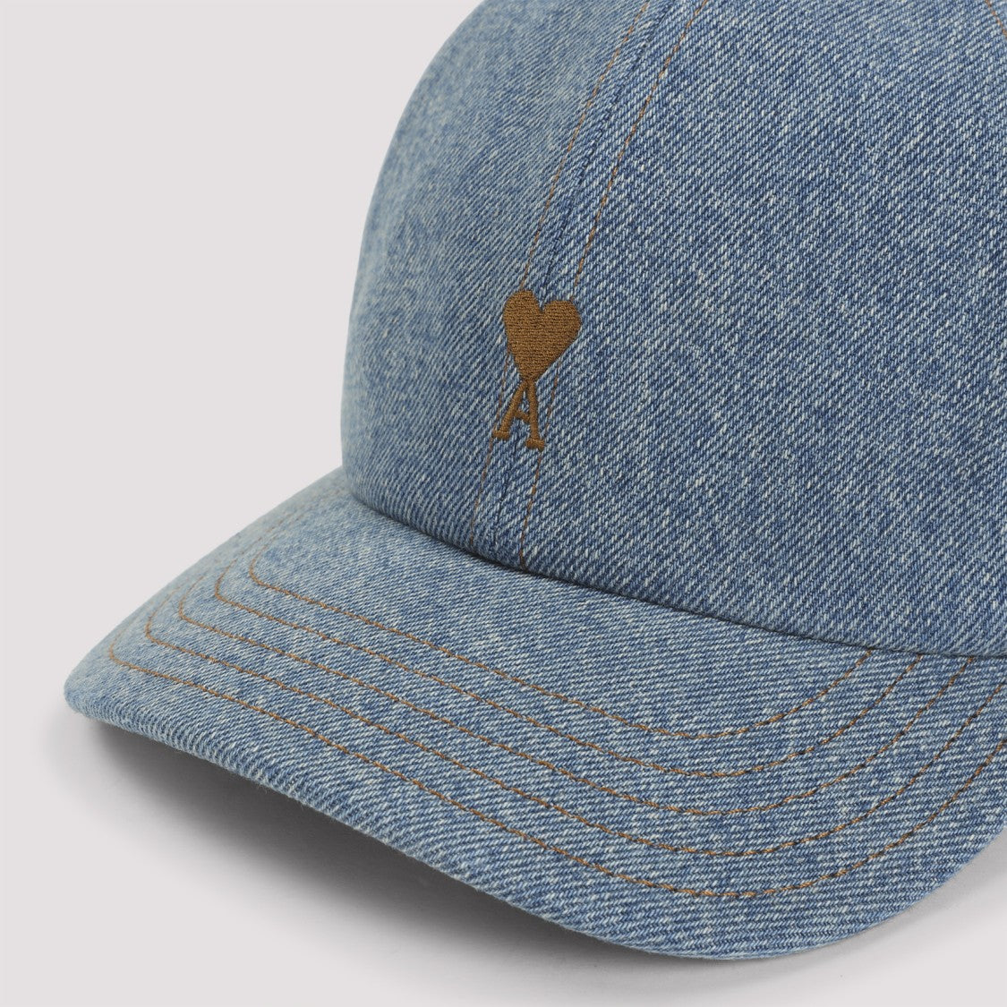 Ami Paris Denim Baseball Cap With Heart-Shaped Logo