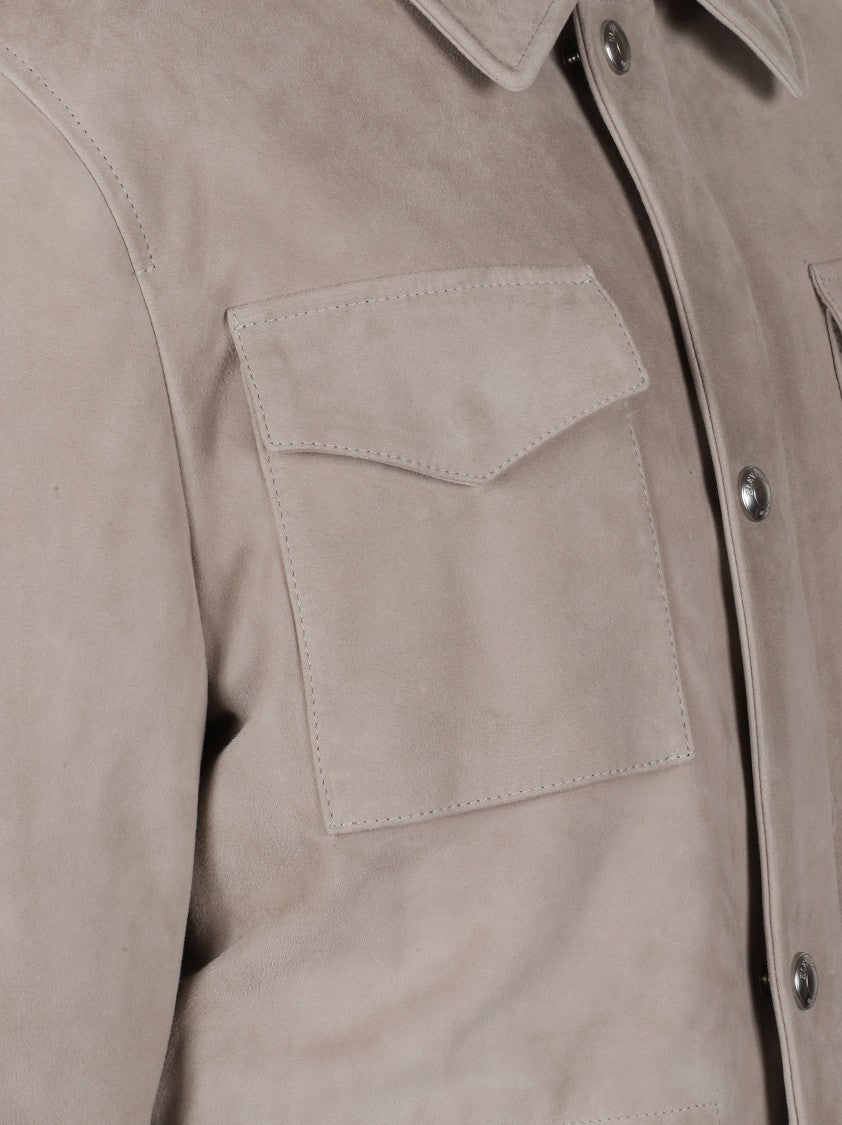 Eleventy Structured Military-Inspired Jacket With Suede-Like Texture