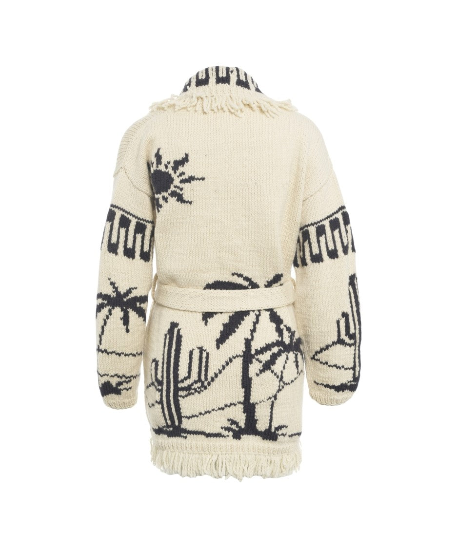 Frantic Desert-Inspired Knit Jacket With Fringe Details