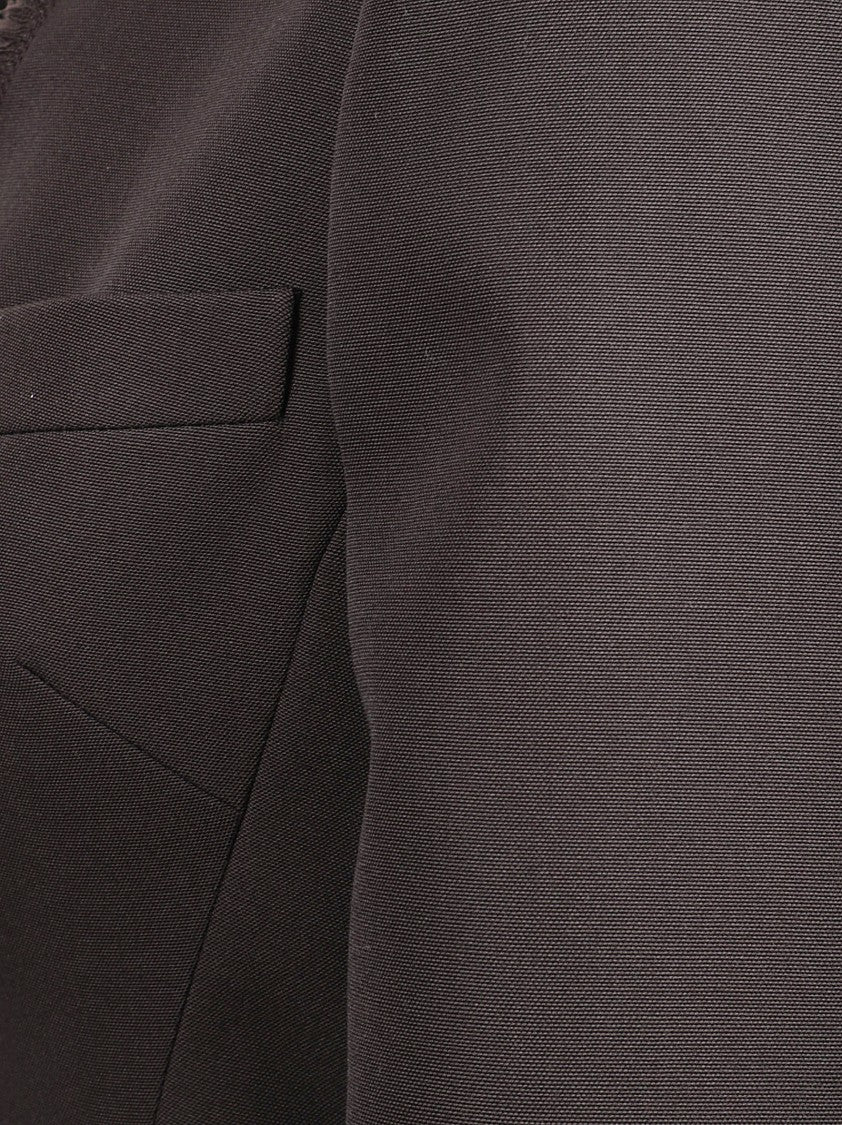 Alexander Mcqueen Fringed Hem Wool Jacket With Peplum Detail