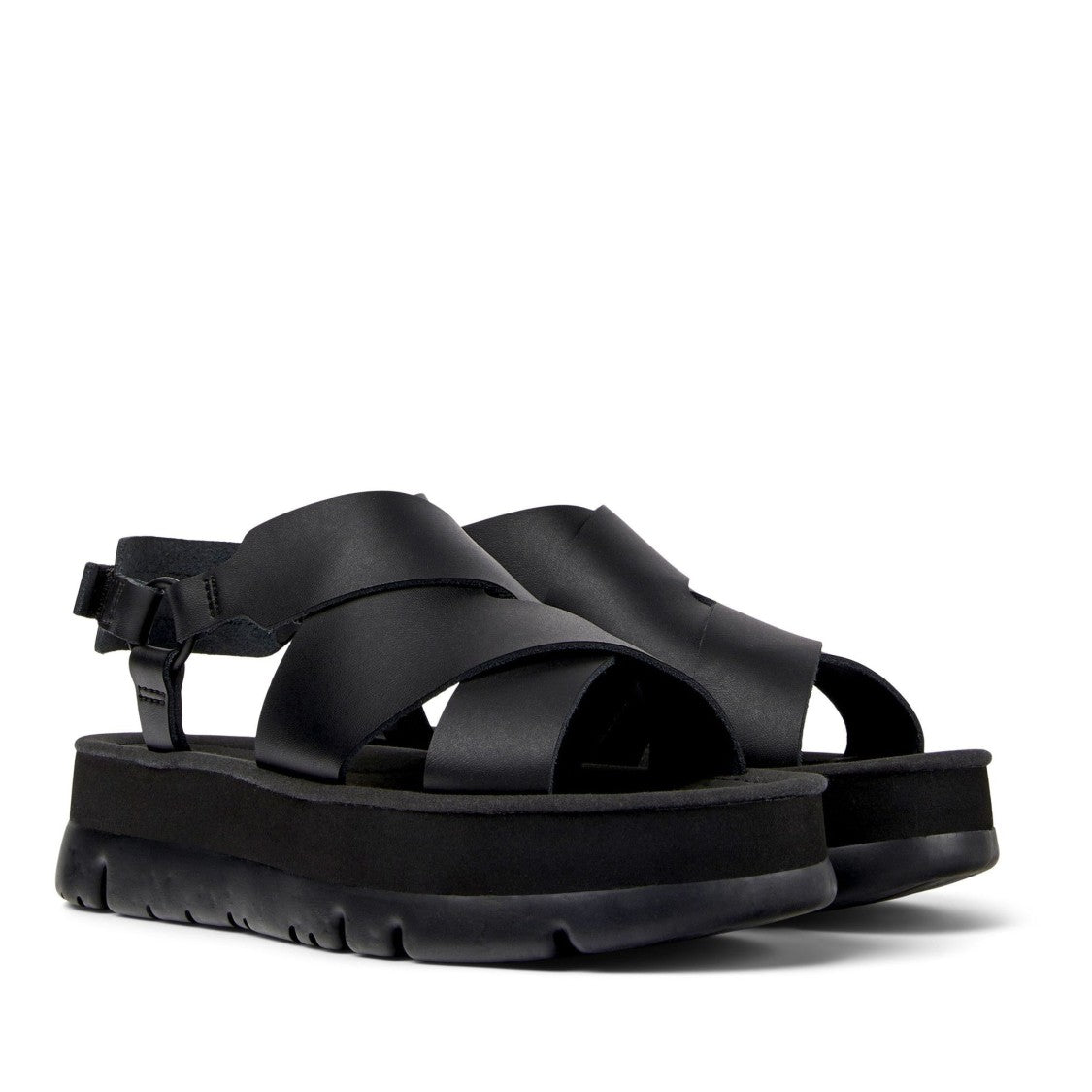 Camper Black Lasted Open-Toe Leather Sandals