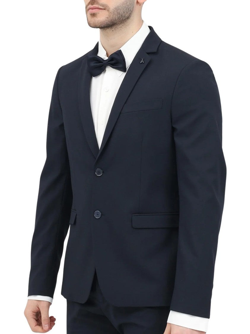 Patrizia Pepe Blue Fitted Two-Button Viscose-Blend Blazer